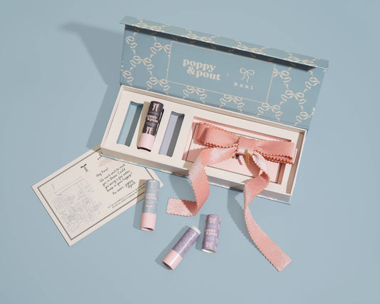 Gift Set, Coquette Lip Balm Trio + Kaxi Hair Bow