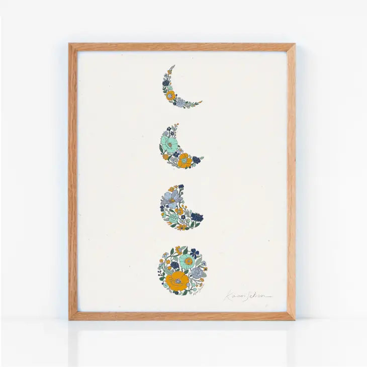 Moon Phase Blossoms Art Print