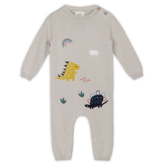 Dinosaur Jacquard Knit Baby Sweater Knit Jumpsuit (Organic)