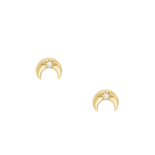 Crescent Moon Studs