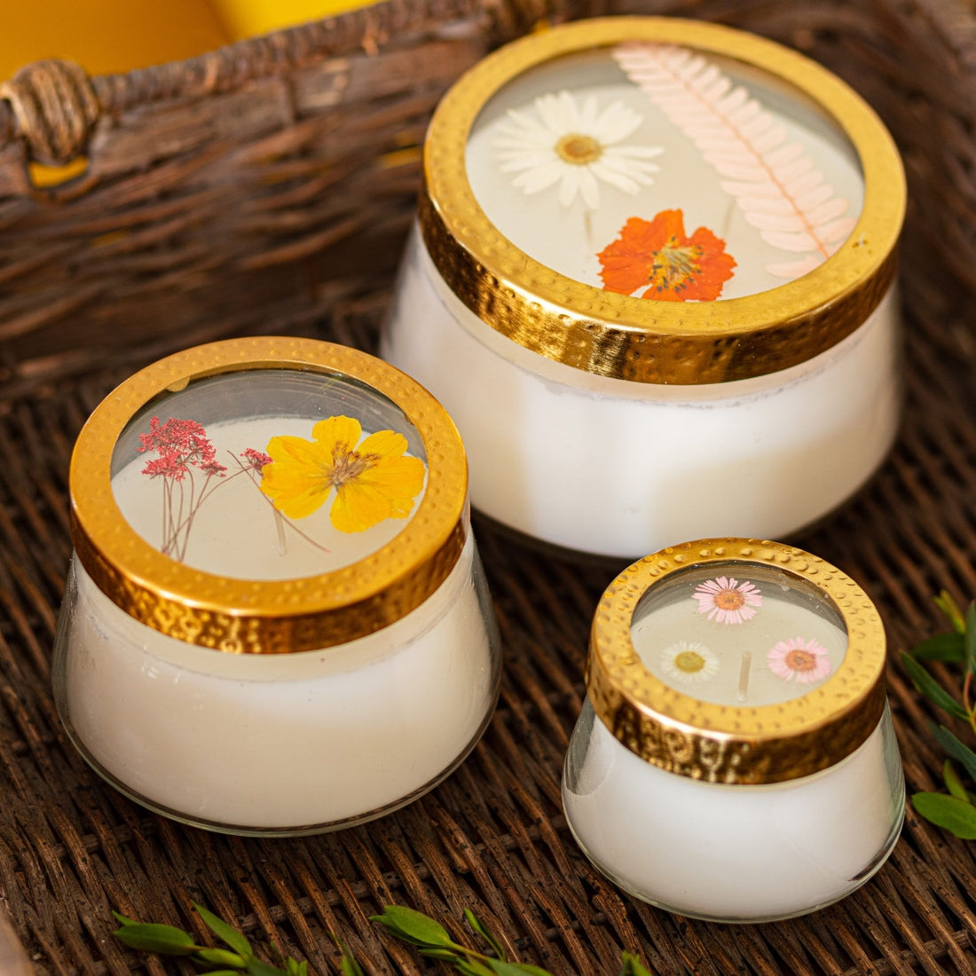 Pressed Flower Candle - Peony + Pomelo - Large